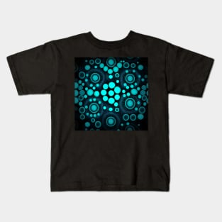 Glowing blue polka dots design Kids T-Shirt